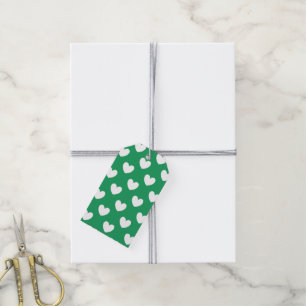 Personalized White polka hearts on Kelly green Gift Tags