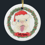 Personalized White Pug Ceramic Tree Decoration<br><div class="desc">Make the nice list this year with a personalized ornament of your sweet white pug! For the sweetest gifts,  pair it with a matching art print or another item from my collection!</div>