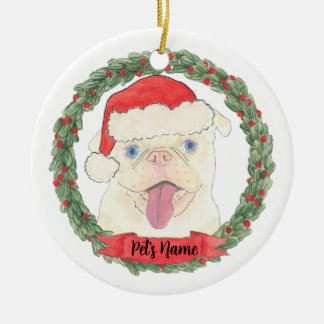 Personalized White Pug Ceramic Tree Decoration