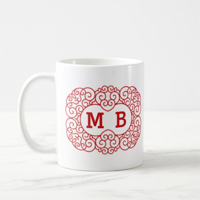 Personalized White red Women’s Elegant Custom Gift Coffee Mug (Left)