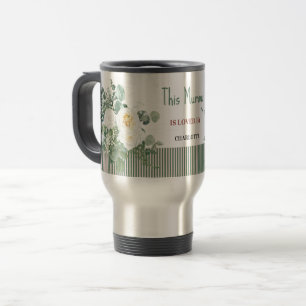 Personalized White Rose Floral Mug, Elegant Custom Travel Mug
