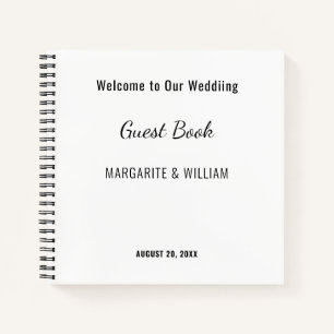 Personalized White with Black Guest Book