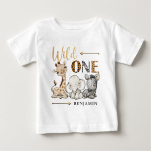 Personalized WILD ONE Safari First Birthday Baby Baby T-Shirt