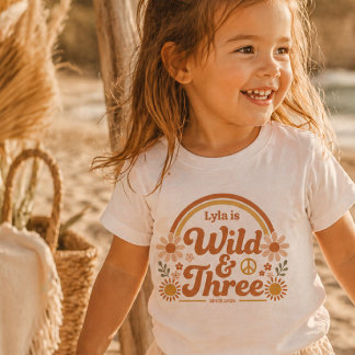 Personalized Wild Three Birthday Shirt Girl Retro