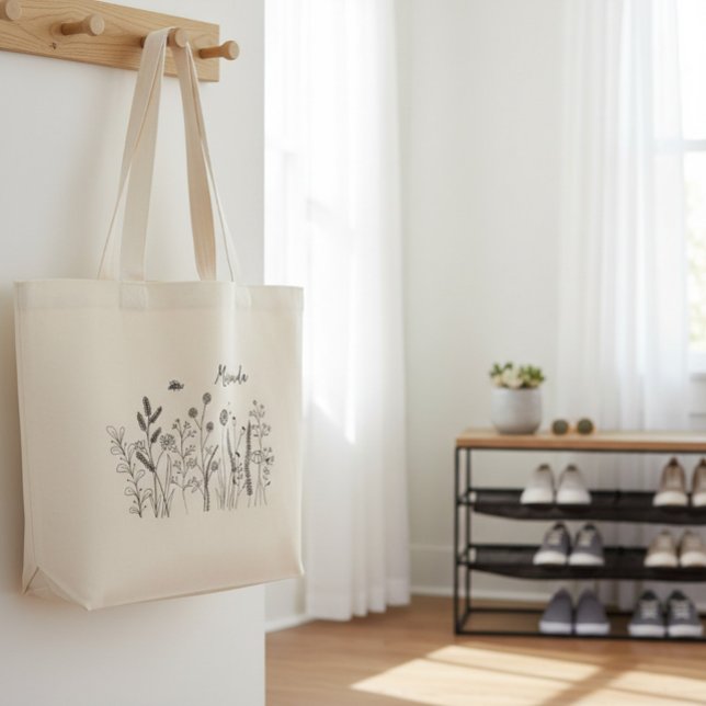 Personalized Wildflower Botanical Art Tote Bag (Creator Uploaded)