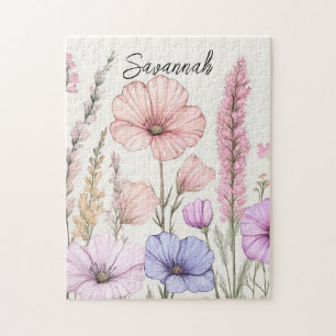 Personalized Wildflower Botanical Jigsaw Puzzle