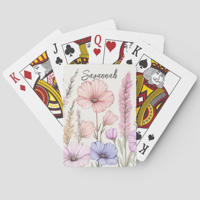 Personalized Wildflower Botanical  Playing Cards (Back)