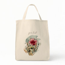 Personalized Wildflower Paint Splatter Tote Bag