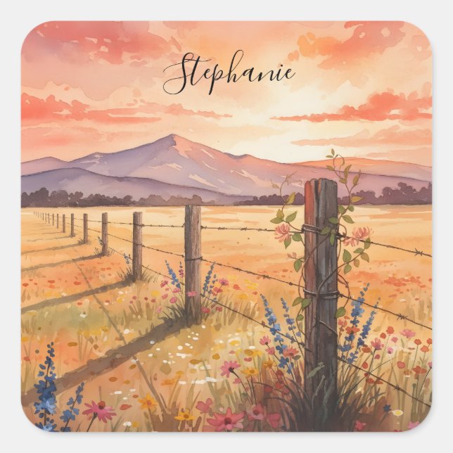 Personalized Wildflower Sunset Sticker (Front)