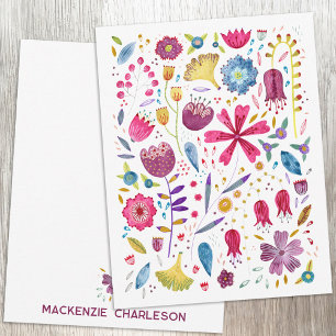 Personalized Wildflower Watercolor Botanical Card