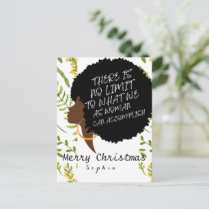 Personalized wildflowers afro quote Christmas Postcard