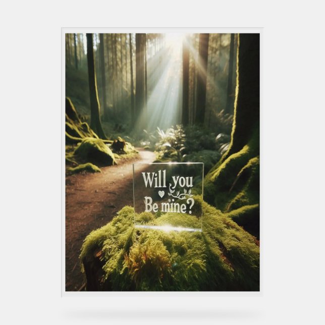 Personalized 'Will You Be Mine?' Acrylic Sign (Front)