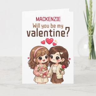 Personalized Will You Be My Valentine Gay Couple Holiday Card