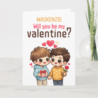 Personalized Will You Be My Valentine Gay Couple Holiday Card