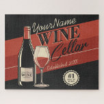 Personalized Wine Cellar Bottle Tasting Room Bar  Jigsaw Puzzle<br><div class="desc">Personalized Wine Cellar Bottle Tasting Room Bar design,  featuring elegant wine bottle and glass. Customize with your Name or Custom Text!</div>