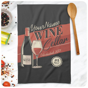 Personalized Wine Cellar Bottle Tasting Room Bar Tea Towel