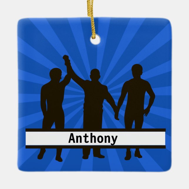 Personalized Winning Wrestler Christmas Ornament (Front)