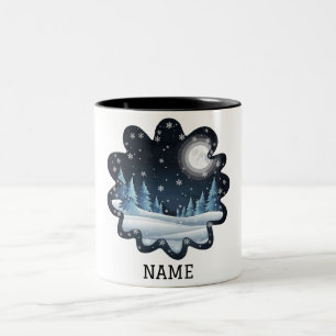 Personalized Winter Night Scenic Two-Tone Coffee Mug