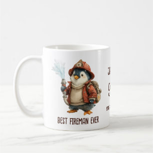 Personalized Winter Penguin Firefighter Gift Mug