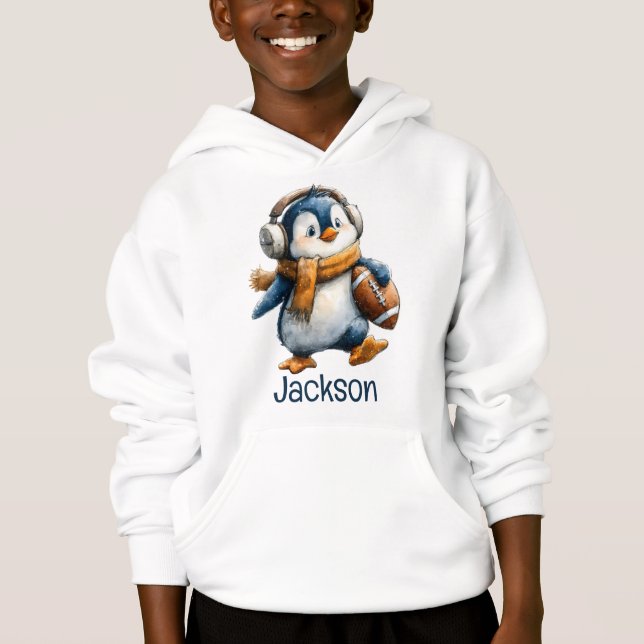 Personalized Winter Penguin Football Kid (Front)