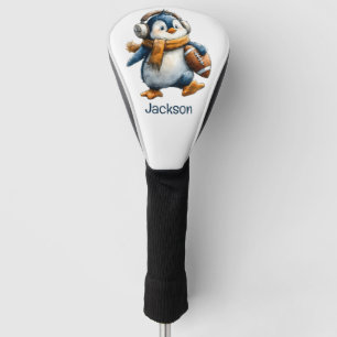 Personalized Winter Penguin Football Kid Golf Head Cover