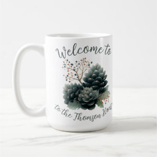 Personalized Winter Pinecone Family Design Coffee Mug
