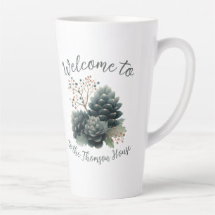 Personalized Winter Pinecone Family Design Latte Mug