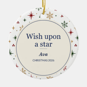 Personalized Wish Upon a Star Christmas Ceramic Tree Decoration