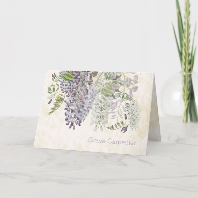 Personalized Wisteria Vine Floral Pastels Card (Front)