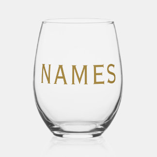 Personalized With Last Name or Nickname on Them Stemless Wine Glass