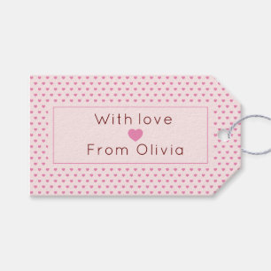 Personalized With Love Simple Pink  Gift Tags