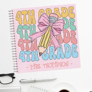 Personalized With Name 4th Grade Teacher Custom Notebook