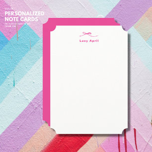 Personalized with Name Pink Note Card with Bow