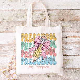 Personalized With Name Preschool Teacher Custom Tote Bag