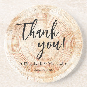 Personalized Wood bark rings custom Wedding thank Coaster