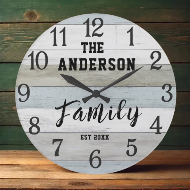 Personalized Wood Family Name Farmhouse Large Clock (Creator Uploaded)