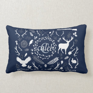 Personalized Woodland Baby Boy Nursery Birth Stats Lumbar Cushion