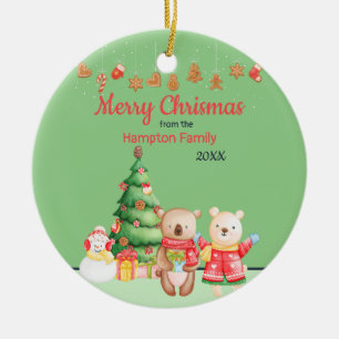 Personalized Woodland Christmas  Ceramic Tree Decoration