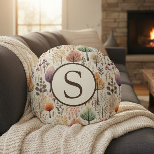 Personalized Woodland Cozy Cabin Round Cushion
