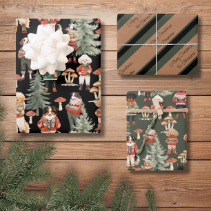 Personalized Woodland Dog Christmas Wrapping Paper