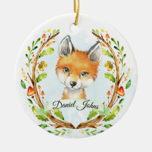 Personalized Woodland Fox Ornament For Baby Boy