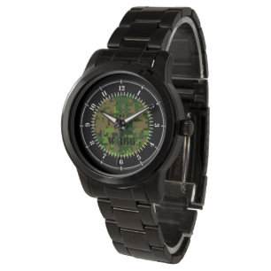 Personalized Woodland Green Camouflage Watch