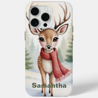 Personalized Woodland Winter, Farmhouse Xmas, iPhone 15 Pro Max Case