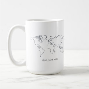 Personalized World Map Line Art Mug