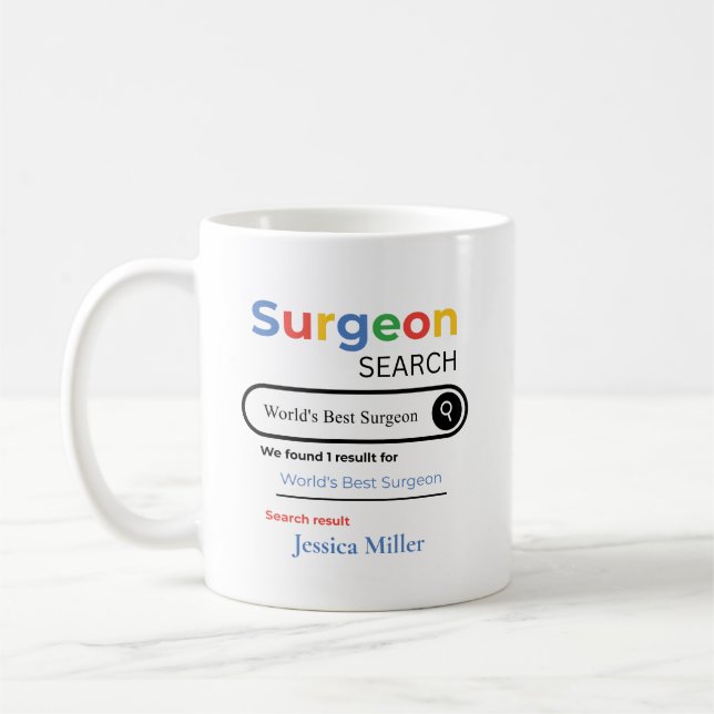 Personalized World’s Best Surgeon Search Result Coffee Mug (Left)
