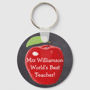 Personalized World's Best Teacher's Apple Painting Key Ring