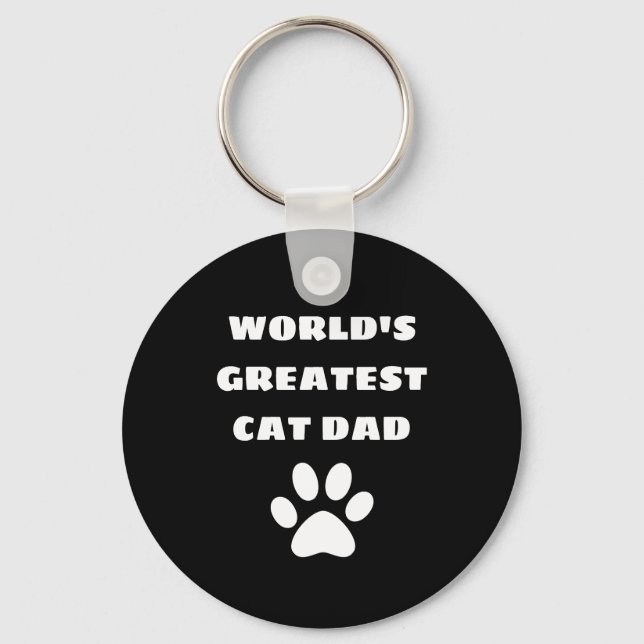 Personalized World's Greatest Cat Dad Custom Text Key Ring (Front)