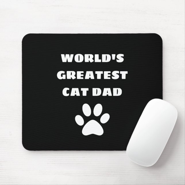 Personalized World's Greatest Cat Dad Custom Text Mouse Mat (With Mouse)