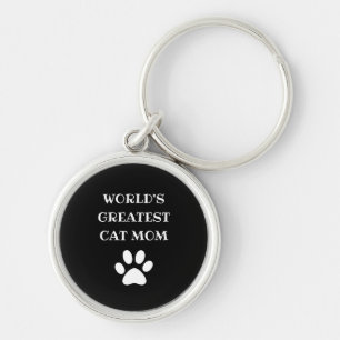 Personalized World's Greatest Cat Mom Custom Text Key Ring