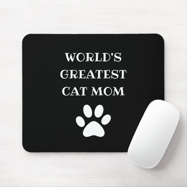 Personalized World's Greatest Cat Mom Custom Text Mouse Mat (With Mouse)